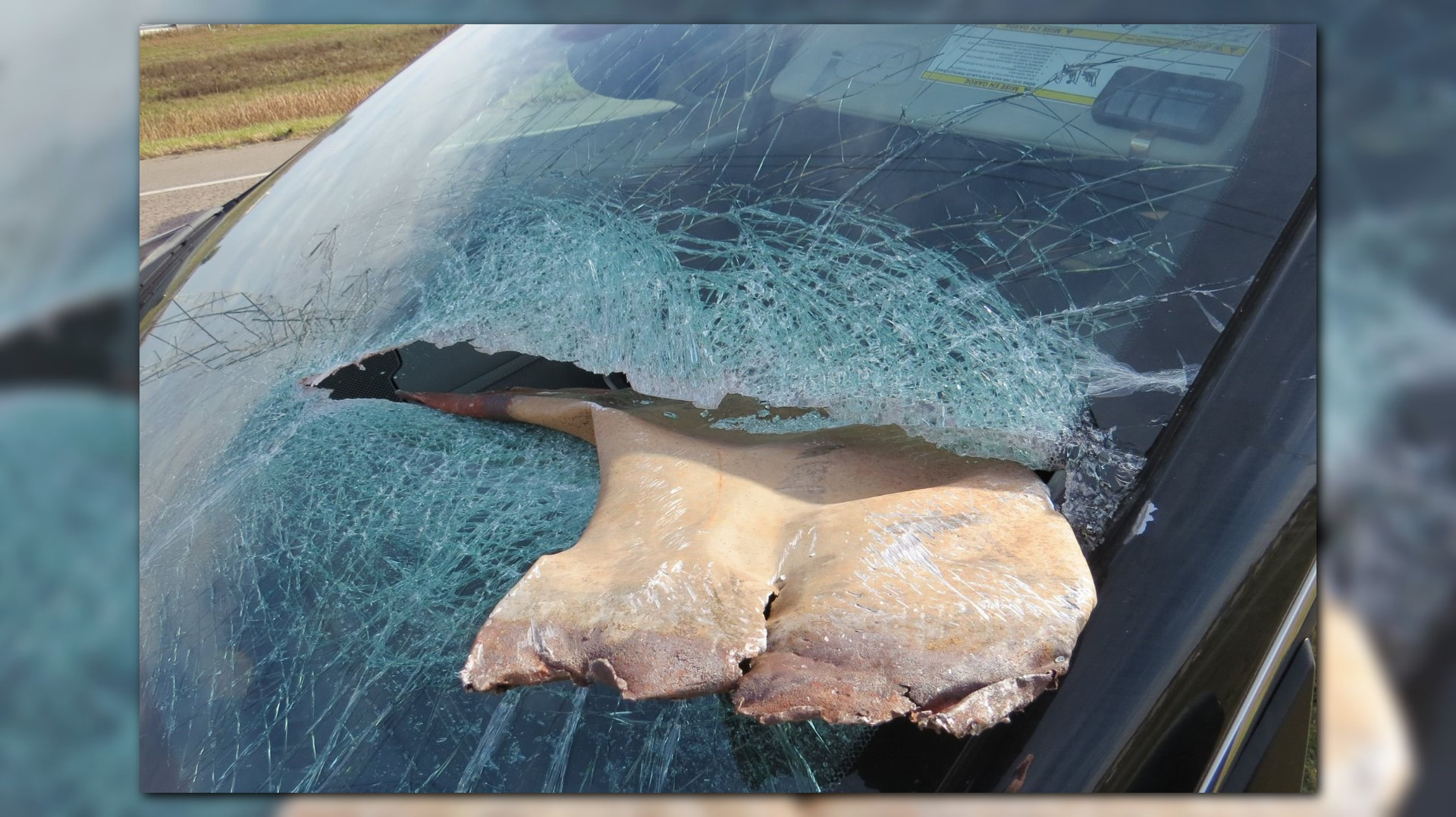 Driver relives moment metal pierced wind